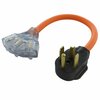Ac Works 1.5FT 30A 4-Prong Dryer Plug to 3 NEMA 6-15/20 Tri-Outlets w/Indicator S1430W620-018